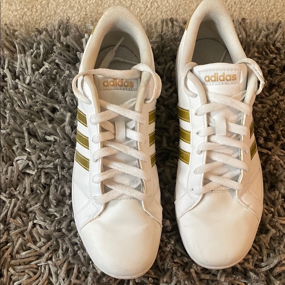 adidas Shoes - adidas White and Gold Women's Sneakers